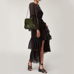 مملوكة مسبقًا حقيبة كتف غوتشي ديانوسس متوسطة جلد ثعبان أخضر