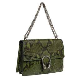 مملوكة مسبقًا حقيبة كتف غوتشي ديانوسس متوسطة جلد ثعبان أخضر