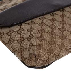 Pre Owned Gucci Beige/Ebony GG Canvas Web Messenger Bag
