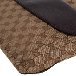 Pre Owned Gucci Beige/Ebony GG Canvas Web Messenger Bag
