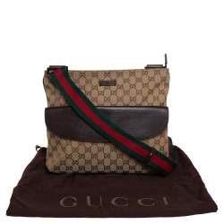 Pre Owned Gucci Beige/Ebony GG Canvas Web Messenger Bag