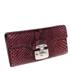 Gucci Burgundy Python Lady Lock Wallet on Chain