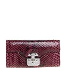 Gucci Burgundy Python Lady Lock Wallet on Chain