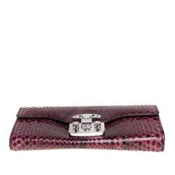 Gucci Burgundy Python Lady Lock Wallet on Chain