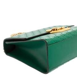 مملوكة مسبقًا Gucci Green Guccissima Leather Medium Padlock Shoulder Bag