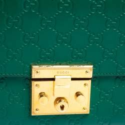 مملوكة مسبقًا Gucci Green Guccissima Leather Medium Padlock Shoulder Bag