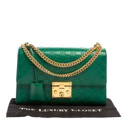 مملوكة مسبقًا Gucci Green Guccissima Leather Medium Padlock Shoulder Bag