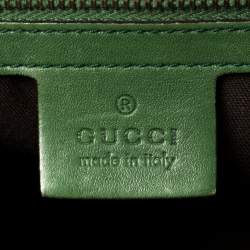 Pre Owned Gucci Green Leather Large Horsebit Chain Satchel