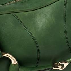 Pre Owned Gucci Green Leather Large Horsebit Chain Satchel