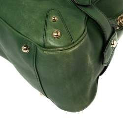 Pre Owned Gucci Green Leather Large Horsebit Chain Satchel