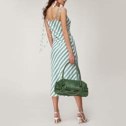 Pre Owned Gucci Green Leather Large Horsebit Chain Satchel