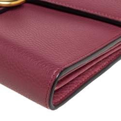 Gucci Old Rose Leather GG Marmont Wallet on Chain