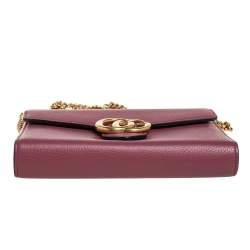 Gucci Old Rose Leather GG Marmont Wallet on Chain