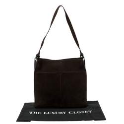 Pre Owned Gucci Mocha Brown Suede Vintage Double Pocket Shoulder Bag