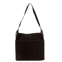 Pre Owned Gucci Mocha Brown Suede Vintage Double Pocket Shoulder Bag