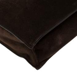 Pre Owned Gucci Mocha Brown Suede Vintage Double Pocket Shoulder Bag