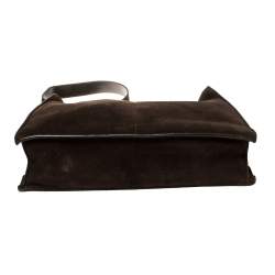 Pre Owned Gucci Mocha Brown Suede Vintage Double Pocket Shoulder Bag