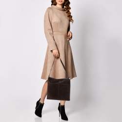 Pre Owned Gucci Mocha Brown Suede Vintage Double Pocket Shoulder Bag