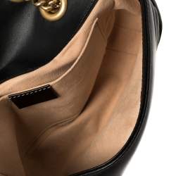 Pre Owned حقيبة كتف غوتشي مارمونت جلد ماتيلاس أسود مزينة جي جي صغيرة