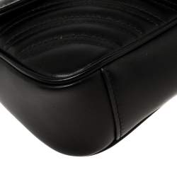 Pre Owned حقيبة كتف غوتشي مارمونت جلد ماتيلاس أسود مزينة جي جي صغيرة