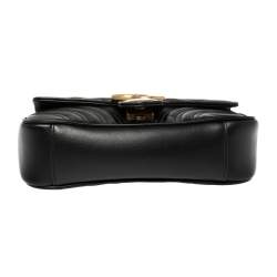 Pre Owned حقيبة كتف غوتشي مارمونت جلد ماتيلاس أسود مزينة جي جي صغيرة