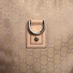 Pre Owned Gucci Beige/Metallic Pink GG Canvas and Leather Abbey Messenger bag