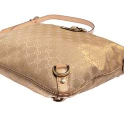 Pre Owned Gucci Beige/Metallic Pink GG Canvas and Leather Abbey Messenger bag