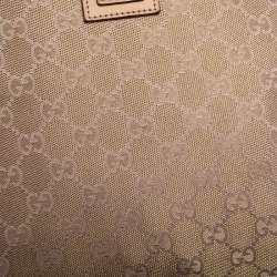 Pre Owned Gucci Beige/Metallic Pink GG Canvas and Leather Abbey Messenger bag