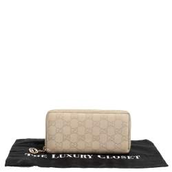 Gucci Beige Guccissima Leather Zip Around Wallet  