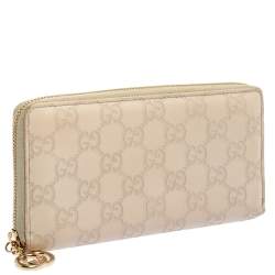 Gucci Beige Guccissima Leather Zip Around Wallet  