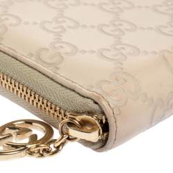 Gucci Beige Guccissima Leather Zip Around Wallet  