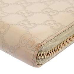 Gucci Beige Guccissima Leather Zip Around Wallet  