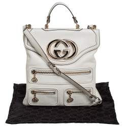 Pre Owned Gucci White Leather Britt Messenger Bag