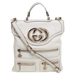 Gucci White Leather Britt Messenger Bag