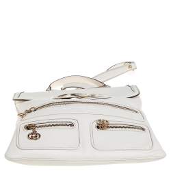 Pre Owned Gucci White Leather Britt Messenger Bag
