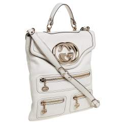 Pre Owned Gucci White Leather Britt Messenger Bag