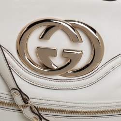 Pre Owned Gucci White Leather Britt Messenger Bag