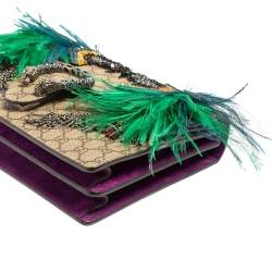 Pre Owned حقيبة كتف غوتشي ديونيسوس متوسطة سويدي و كانفاس جي جي سوبريم بنفسجي و بيج