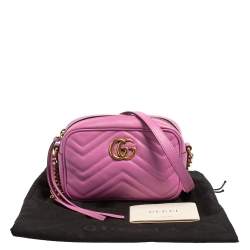 مملوكة مسبقًا Gucci Pink Matelassé Leather Mini GG Marmont Crossbody Bag