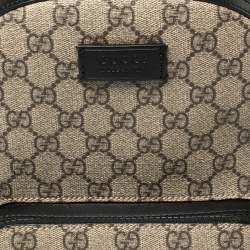 Pre Owned Gucci Beige/Black GG Supreme Canvas and Leather Small Eden Backpack