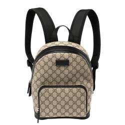 Gucci Beige/Ebony GG Supreme Canvas and Leather Not Fake Backpack