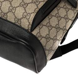 Pre Owned Gucci Beige/Black GG Supreme Canvas and Leather Small Eden Backpack