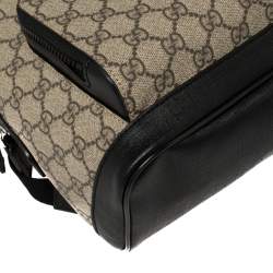 Pre Owned Gucci Beige/Black GG Supreme Canvas and Leather Small Eden Backpack