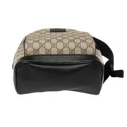 Pre Owned Gucci Beige/Black GG Supreme Canvas and Leather Small Eden Backpack