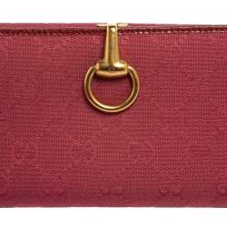 Gucci Fuchsia GG Canvas and Leather Horsebit Clasp Continental Wallet