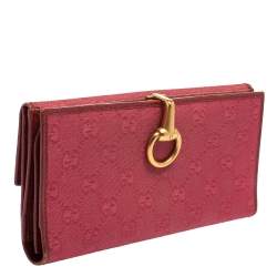 Gucci Fuchsia GG Canvas and Leather Horsebit Clasp Continental Wallet
