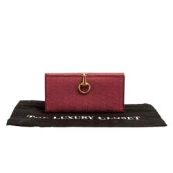 Gucci Fuchsia GG Canvas and Leather Horsebit Clasp Continental Wallet