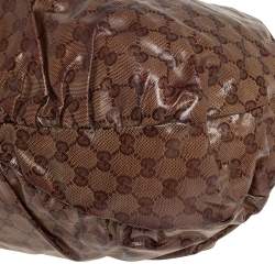 Pre Owned Gucci Beige GG Crystal Canvas Hysteria Hobo