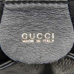 Pre Owned Gucci Black Calf Leather Bamboo Drawstring Backpack