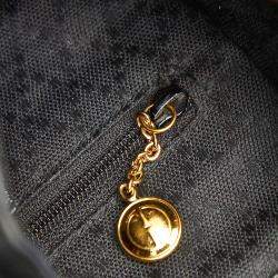 Pre Owned Gucci Black Calf Leather Bamboo Drawstring Backpack
